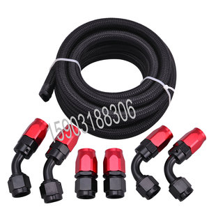 AN4 an6 an8 AN10 AN12 AN16 Đen nylon bện truyền dẫn Máy bơm nước Hose dầu động cơ Cooler dòng nhiên liệu với nhôm phụ kiện - Product Image 3