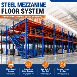 Sistem Lantai Mezzanine Baja dengan Tangga dan Pagar Pengaman untuk Gudang Penyimpanan Industri - Product Image 3