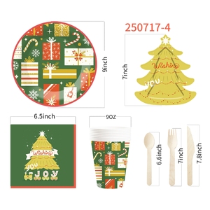 Ensemble de vaisselle sur le thème de Noël DAMAI comprenant des assiettes en papier en forme de sapin de Noël, des gobelets en papier et des serviettes pour la fête de Noël - Product Image 6