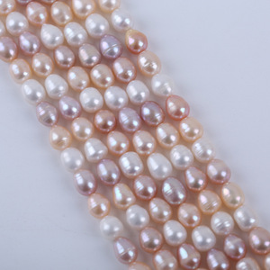 Perlas de Agua Dulce Cultivadas en Forma de Arroz de 8-9 mm, Color Blanco y Morado Mixto, para Bisutería DIY - Product Image 4