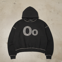 Kış kalın pamuk sıcak özelleştirilmiş kartal grafik elmas Hoodie siyah ters dikiş tasarım erkekler için Baggy Hoodies Streetwear