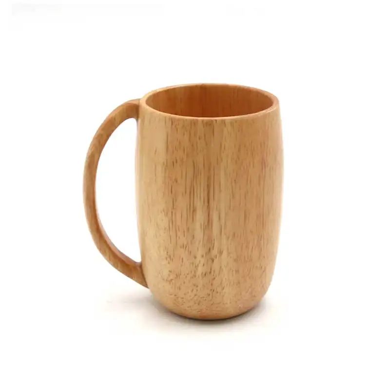 Xícara de madeira para acampamento, copo de café engraçado para beber leite e com alça