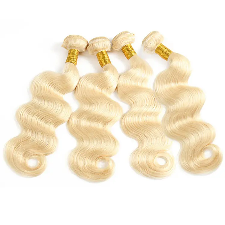 Chất Lượng Cao Body Wave 613 # Blonde Tóc Nối, Kết Cấu Tốt Màu Sắc Khác Nhau Tóc Dệt, Giá Rẻ Trinh Remy Tóc Màu 613