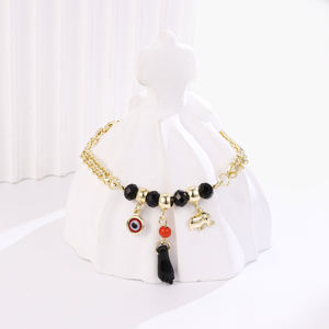 CM Joyería de Oro de 14K al por Mayor Pulsera de Azabache, Mal de Ojo, Mano Figa, Ojo de Cábala, Amuleto de Buena Suerte, Personalizable de Latón para Niños y Niñas - Product Image 5