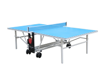 Taille officielle Table de tennis de table Extérieur grandes roues Système d'arrêt Jambes équilibrées Installation facile Pliable Top Lisse