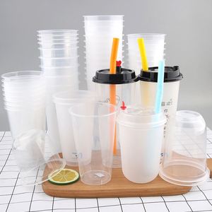 Brand New Plastic Coffee Cup Custom Beverage Clear Plastic Cup With Lid Recycled Restaurant Coffee Shop Cold Drink Shop CN SIC