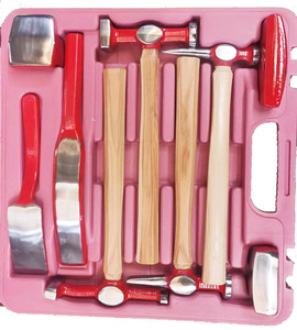 Kit Professionale di 9 <span class=keywords><strong>Pezzi</strong></span> per Riparazione Ammaccature Carrozzeria <span class=keywords><strong>Auto</strong></span> con Martello e Dolly in Scatola di Plastica, Attrezzi per Lamiera e Carrozzeria - Product Image 2