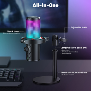 Microphone de jeu filaire USB Type C 2 en 1 avec lumière RGB, suppression du bruit, microphone pour <span class=keywords><strong>ordinateur</strong></span> avec support de <span class=keywords><strong>bureau</strong></span> en aluminium - Product Image 3