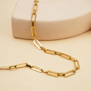 Cadena de Eslabones de Acero Inoxidable Chapada en Oro de 18K al por Mayor, Joyería de Moda, Collares para Mujer, Accesorios, P193039 - Product Image 2