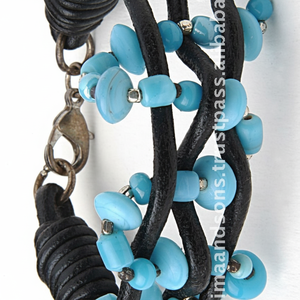 Bracelet magnifique et durable pour longue vie quotidienne, accessoire élégant, fantaisie, unisexe, perle de couleur bleu ciel, noir, Double ombré, nouvelle collection - Product Image 1