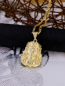 Collar <span class=keywords><strong>de</strong></span> Cadena Cubana <span class=keywords><strong>de</strong></span> Acero Inoxidable con Colgante <span class=keywords><strong>de</strong></span> Jesús Chapado en Oro Macizo, Adorno <span class=keywords><strong>de</strong></span> Cristal, Corona <span class=keywords><strong>de</strong></span> Espinas, Estilo Cristiano Urbano - Product Image 4