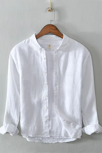 Chemises décontractées pour hommes en chanvre et lin, 100 % écologiques, grande taille, à manches longues, boutonnées, vente en gros - Product Image 2