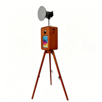 Draagbare retro houten fotohokje met dubbelzijdig touchscreen, compatibel met iPad en DSLR voor bruiloften en feesten