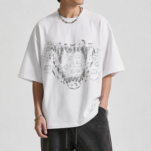 ผู้ผลิตเสื้อยืดแบบกำหนดเอง เสื้อยืดโอเวอร์ไซส์ลายกราฟิกสำหรับผู้ชาย ผ้าคอตตอนหนา รับทำโลโก้ แบรนด์ส่วนตัว รับผลิตแบบ OEM ODM - Product Image 3