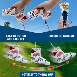 Housse de tête de club de golf en cuir PU imperméable, très vendue, avec fermeture magnétique puissante et design brodé - Product Image 3