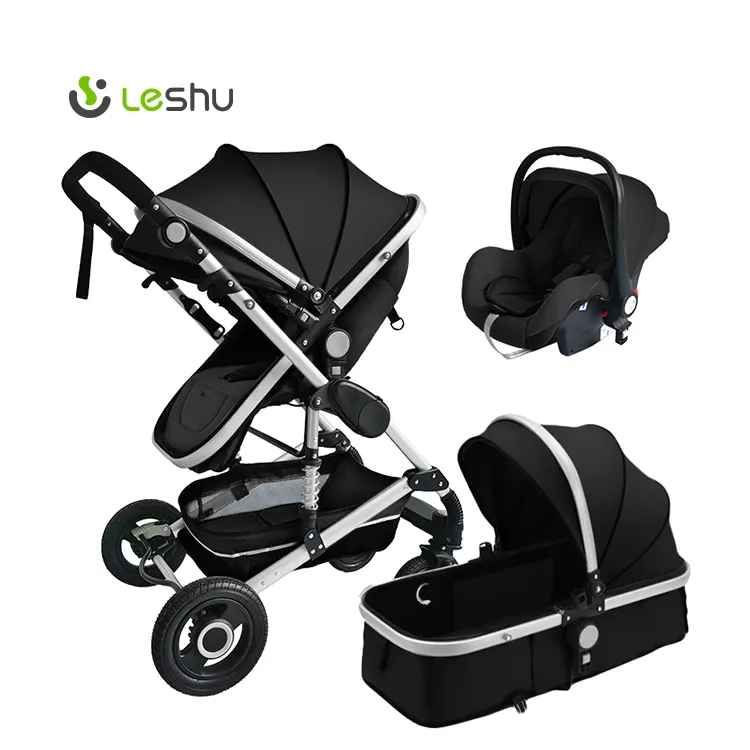 Premium yeni stil bebek Pram 3 in 1 ve 2 in 1 bebek arabası deri bebek arabası seyahat
