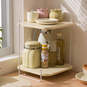 <b>Kitchen</b> Corner Shelf Countertop Spice Rack Triangular Multi Functional <b>Storage</b> Organizer Minimalist Design - Product Image 1