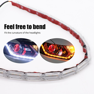 Luz LED de circulación diurna para coche, tipo lágrima de cristal, luz guía de color dual blanco a amarillo, señal de giro secuencial de alto brillo, retroiluminación. - Product Image 5