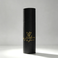 Boîte cylindrique ronde personnalisée avec estampage à chaud doré, emballage cadeau pour huile essentielle, parfum, cosmétiques, tube en papier kraft noir mat