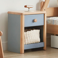 Table de chevet pour enfant à 2 niveaux en bois rose avec tiroir et rangement ouvert pour enfants