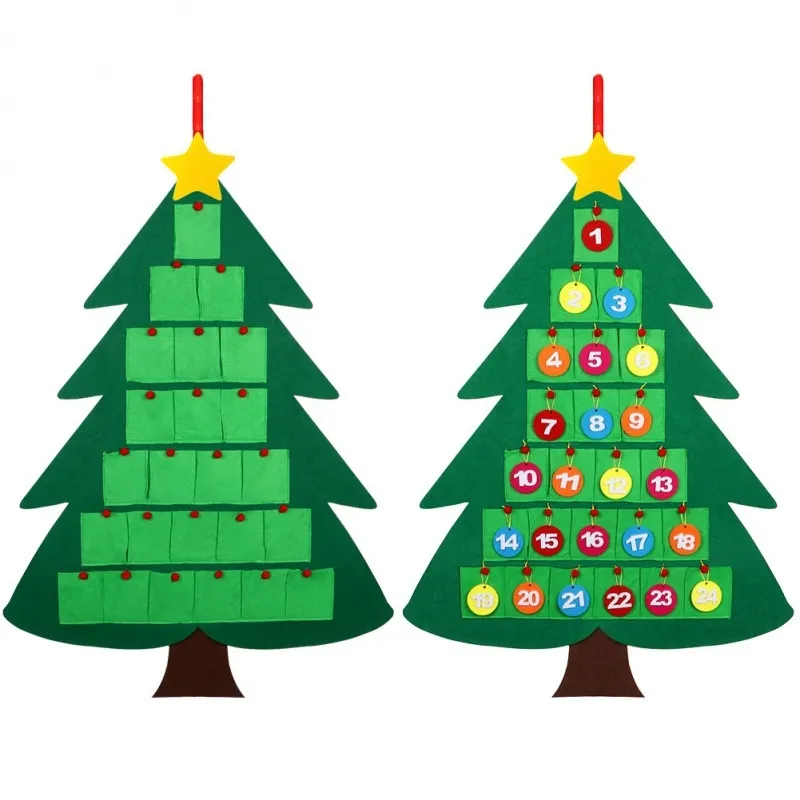 Kids Xmas Gifts Christmas Hanging Ornaments Decorations Felt Christmas Tree Countdown Advent Calendar