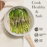 Ensemble de 14 ustensiles de cuisine classiques en aluminium antiadhésif effet granit blanc, sans PFOS ni PFOA, compatibles four et lave-vaisselle, durables, à fond induction, pour la maison