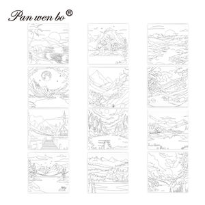 Panwenbo, 12 Uds., lienzo de paisaje predibujado para pintar para adultos, <span class=keywords><strong>lienzos</strong></span> de colores base preimpresos, Kit de SIP <span class=keywords><strong>y</strong></span> pintura para adultos <span class=keywords><strong>y</strong></span> niños - Product Image 2