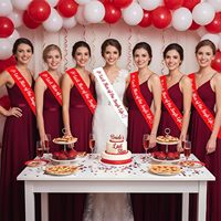 Último Set de Lazos para Despedida de Soltera y Damas de Honor, 7 Piezas, Lazos Rojos y Blancos para Fiesta Temática de Pizza, Recuerdos de Despedida de Soltera