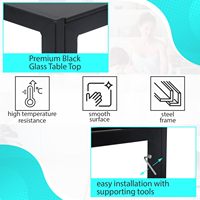 Ensemble de Table à manger avec pieds métalliques, Table rectangulaire, en verre trempé, noir, qualité supérieure, moderne, 4 chaises, 1 pièce