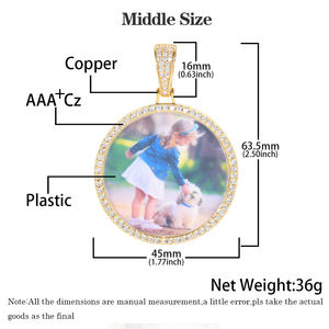 Collar de foto personalizado de Hip Hop para hombre y mujer, colgante de diamante de disco grande de varios tamaños, joyería con imagen de memoria, collares - Product Image 5