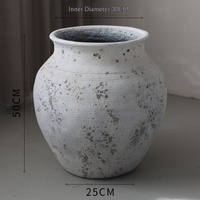 Pot Tanah Liat Serat Putih Rusak, Vas Pot Bunga Pendek Bermotif Vintage, Cocok untuk Dekorasi Hotel, Rumah, dan Taman