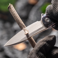 2024 nouveau couteau pliant en alliage de titane avec revêtement bleu poignée couteau survie en plein air auto-défense titane couteau de chasse