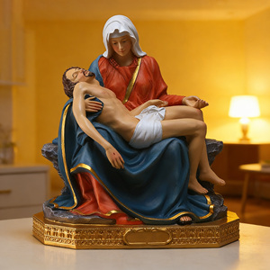 Statuette religieuse chrétienne de la Vierge Marie tenant Jésus, en résine peinte à la main, style classique haut de gamme, cadeau d'affaires, ornements de classe supérieure - Product Image 1