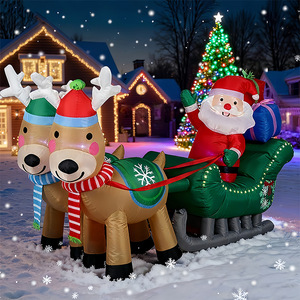 Decorazione Natalizia Gonfiabile da Giardino: Renna che Tira il Carrozzino con Babbo <span class=keywords><strong>Natale</strong></span> che Consegna Scatole Regalo - Product Image 3