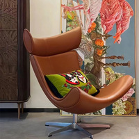 Fauteuils pivotants en cuir de style nordique pour salon avec ottoman, fauteuil pivotant individuel pour hall d'hôtel, fauteuil inclinable, canapé
