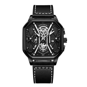 Reloj Analógico Cuadrado para Hombre Yolako 2024, Correa de Cuero, Cronógrafo, Caja de Acero Inoxidable, Reloj de Moda - Product Image 3