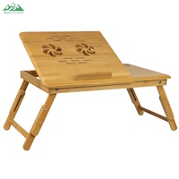 Support de sol pliable en bois moderne et durable Wayon, réglable, pour la maison ou le bureau, avec plateau pour ordinateur portable/tablette et porte-gobelet