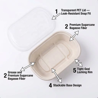 Offre Spéciale – Contenant Alimentaire Ovale en Bagasse de Canne à Sucre 700ml avec Couvercle, Forme Bateau 24oz, Réutilisable, Micro-ondable, Biodégradable, Recyclable