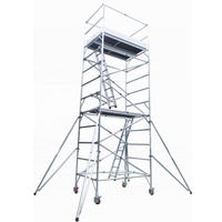 Échafaudage mobile léger de 4 m, échafaudage à double largeur en aluminium pour travaux d'entretien