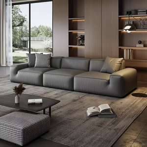 Sofá para sala de estar, sofá de fila recta para tres personas, apartamento pequeño de lujo ligero, sofá sencillo moderno de cuero - Product Image 4