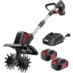 Cordless Tiller for Gardening Battery <b>Powered</b> Mini Cultivator 20V 3.0Ah Soil Cultivation PT13-002 Lightweight Design Easy to Han - Product Image 1