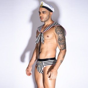 Nueva Llegada, Conjunto de Ropa Interior Masculina Sexy de 3 Piezas, Tanga para Hombre, Ropa Interior Erótica con Temática Naval, Tanga - Product Image 4