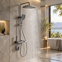 Douche murale thermostatique moderne à affichage numérique, pressurisée, couleur cuivre, avec inverseur pour eau froide et chaude