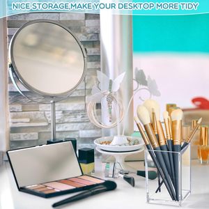 Porte-stylo en acrylique carré transparent, grande capacité, rangement de bureau pour usage scolaire et professionnel - Product Image 2