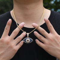 Bijoux mauvais œil en plaqué or cz glacé, pendentif, collier mauvais œil, produits tendance 2022