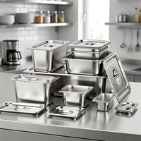Bac GN carré 1/6 en acier inoxydable 304 pour restauration, avec revêtement autonettoyant et résistance à la corrosion pour cuisine professionnelle