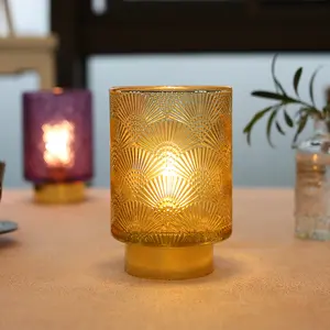 Kanlong Multiple Patterns Surface Patterns Plastic Filament Bulb Plastic Base Glass Table Lamp