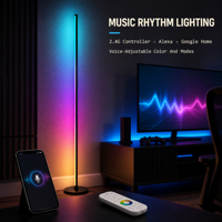 Lampe de sol RGBIC moderne, synchronisation musicale, commande vocale Alexa Google Home, installation facile, éclairage ambiant à économie d'énergie, salle de jeux, chambre à coucher