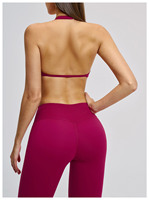 Soutien-gorge de sport personnalisé, durable, recyclable, sexy, extensible dans les 4 sens, pour la gym et le fitness, à col halter, dos nu, respirant, avec coussinets intégrés