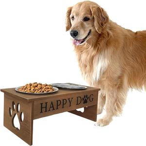 Personalizado Eco-Friendly Alimentador De Madeira Natural Stand com 2 Tigelas De Aço Inoxidável <span class=keywords><strong>Dog</strong></span> <span class=keywords><strong>Food</strong></span> Stand e Pet <span class=keywords><strong>Bowls</strong></span> - Product Image 1